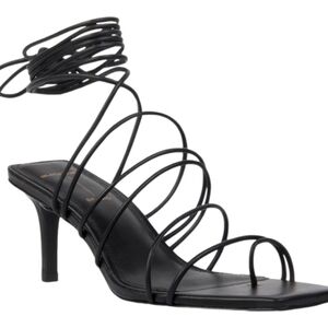 Black‎ Suede Studio Navi Ankle Wrap Stiletto Size EU 38